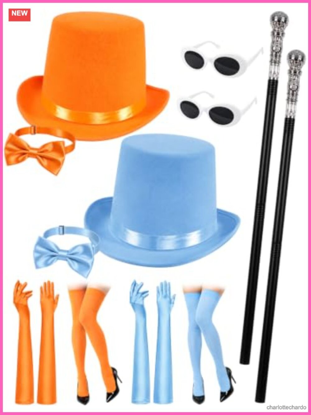 12PCS Adult Top Hat Costume Accessory Set Polyester Felt Halloween Cosplay